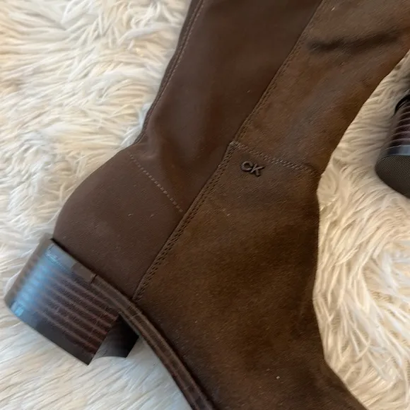 NEW $310 Calvin Klein Deedee 2 Dark brown knee high boots women size 6