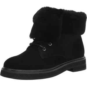 NEW Aersoles Scoccia Black Suede Faux Fur Boots Lug Size 12 NWT