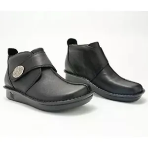 New Alegria Caiti Leather Pull On Faux Fur Lined Ankle Boots Black EU 41 US 10.5