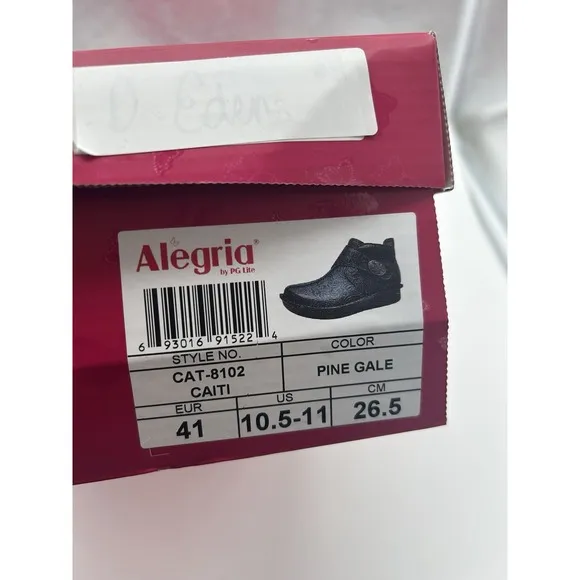 New Alegria Caiti Leather Pull On Faux Fur Lined Ankle Boots Black EU 41 US 10.5