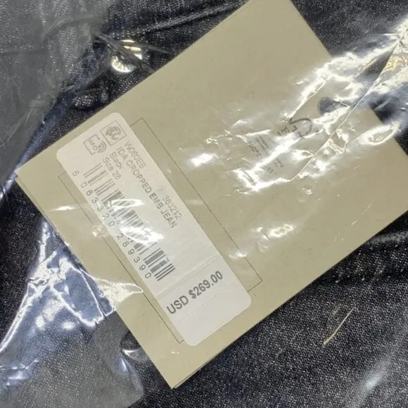 NEW ALLSAINTS Women's IDA EMB Cropped Jeans – Size 28 – Black Denim – NWT