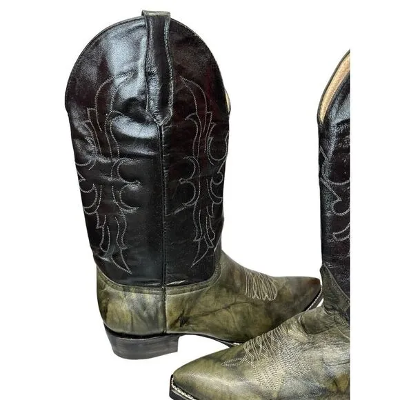 NEW AVICK Genuine leather Green black Western Men boots sz 8