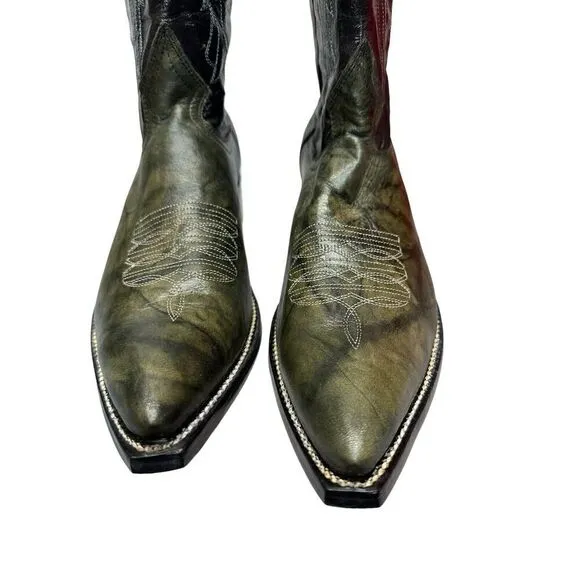 NEW AVICK Genuine leather Green black Western Men boots sz 8