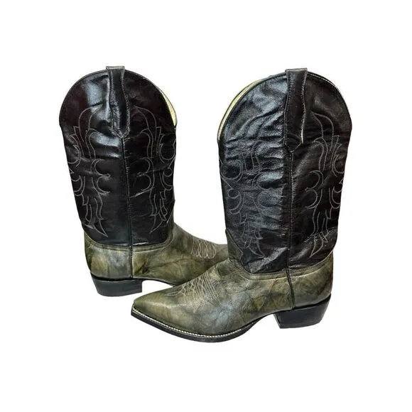 NEW AVICK Genuine leather Green black Western Men boots sz 8