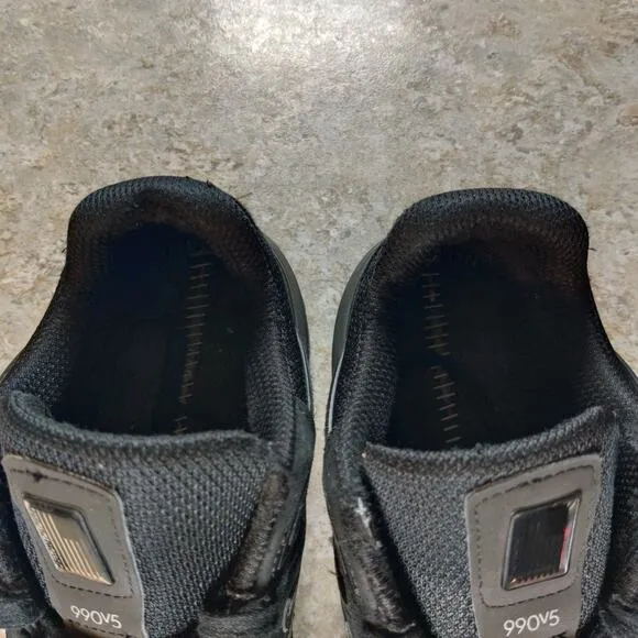 New Balance 990v5 Shoes Womens 9.5 Black Gray Suede USA Made W9990BK5 No Insoles