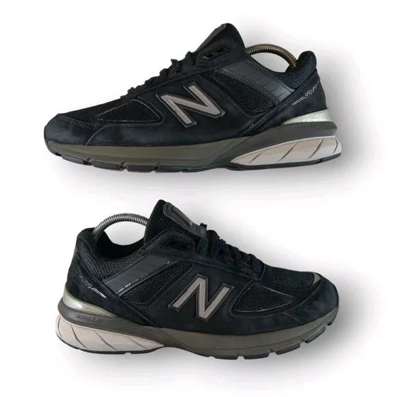 New Balance 990v5 Shoes Womens 9.5 Black Gray Suede USA Made W9990BK5 No Insoles