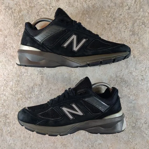 New Balance 990v5 Shoes Womens 9.5 Black Gray Suede USA Made W9990BK5 No Insoles