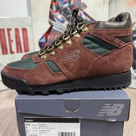 New Balance Rainier Hiking Boots Brown/Green Beef &amp; Broccoli Size 5.5, 6 Men
