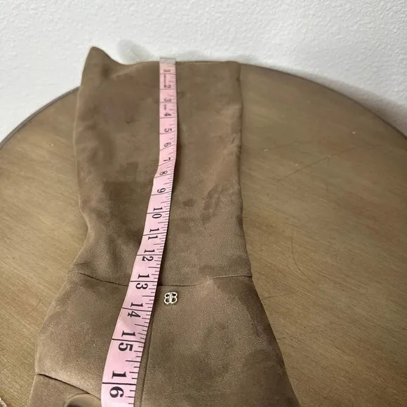 NEW Bandolino Thigh High Tall Boots Heels Suede Side Zipper Almond Toe Brown 9.5