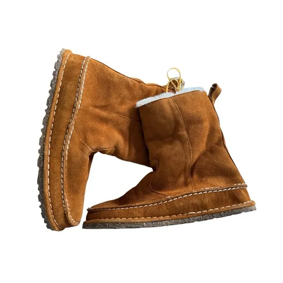 New! Birkenstock Lahti Mink Brown Suede Shearling Fur Boots Moccasin
