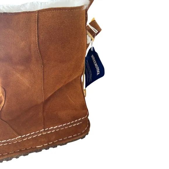 New! Birkenstock Lahti Mink Brown Suede Shearling Fur Boots Moccasin