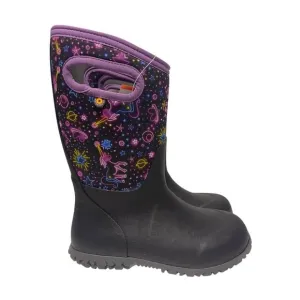 NEW! BOGS Girl's Youth York Neon Unicorn Black Purple Rain Winter Boots Size 3