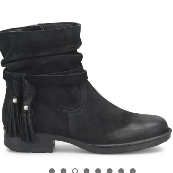 NEW BORN Kenya Black Distressed Fringe Moto heel ankle boots women size 6