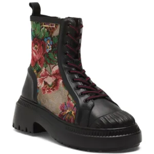 NEW CECELIA NEW YORK Leather Carlos Lace Up Boots Floral for women 1065tn