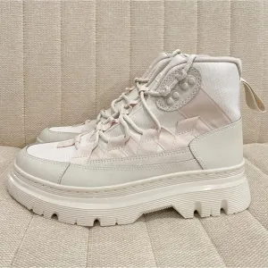 NEW Dr Martens‎ BOURY POLY &amp; LEATHER CASUAL BOOTS Off White Men 8