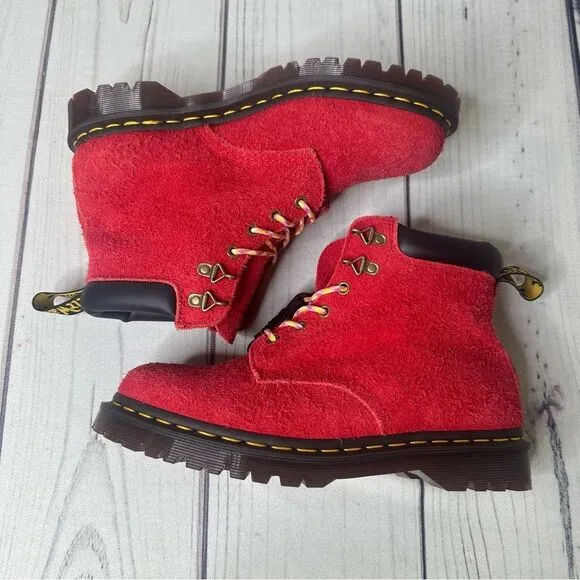 NEW! Dr. Martens 939 Ben Long Nap Suede Hiker Combat Boots RED Sz Women 10 Men 9