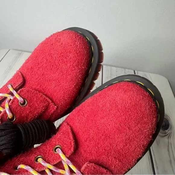 NEW! Dr. Martens 939 Ben Long Nap Suede Hiker Combat Boots RED Sz Women 10 Men 9