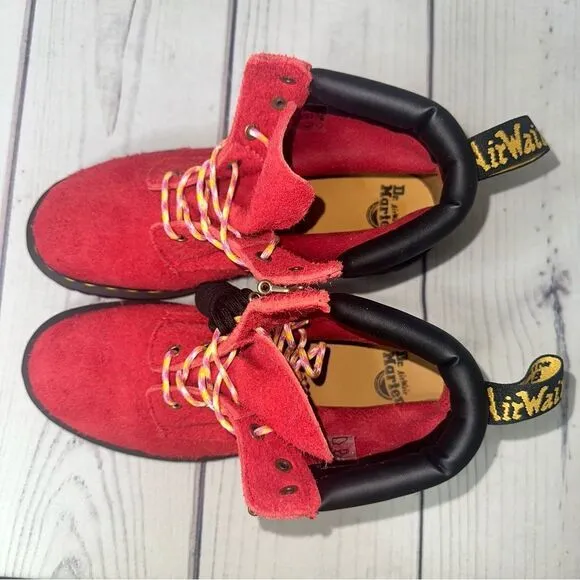 NEW! Dr. Martens 939 Ben Long Nap Suede Hiker Combat Boots RED Sz Women 10 Men 9