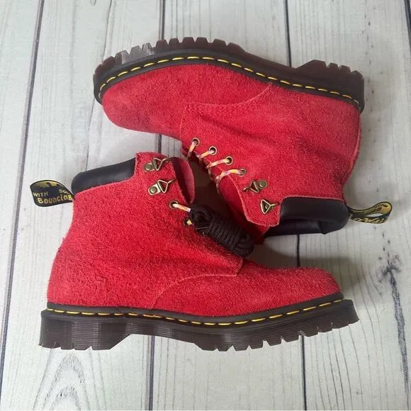 NEW! Dr. Martens 939 Ben Long Nap Suede Hiker Combat Boots RED Sz Women 10 Men 9