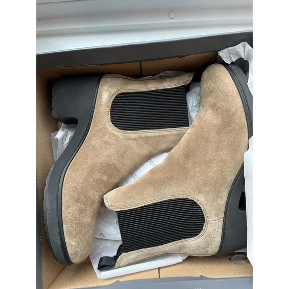 New ECCO WOMEN METROPOLE ZURICH CHELSEA BOOTIE 39 Us 8 8.5 Leather Low Heel
