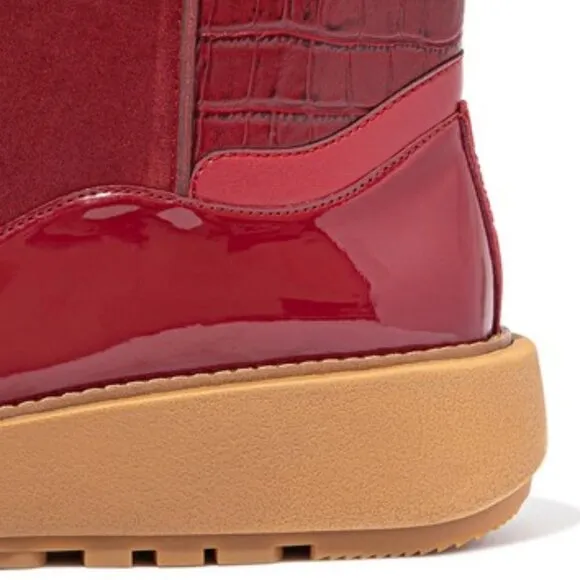 new FITFLOP Leather Elin Lined Ankle Boots Maroon for women 663mn