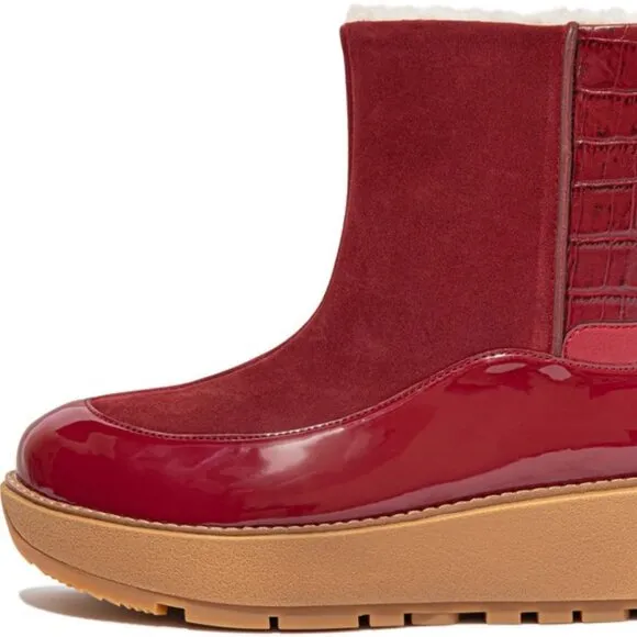 new FITFLOP Leather Elin Lined Ankle Boots Maroon for women 663mn