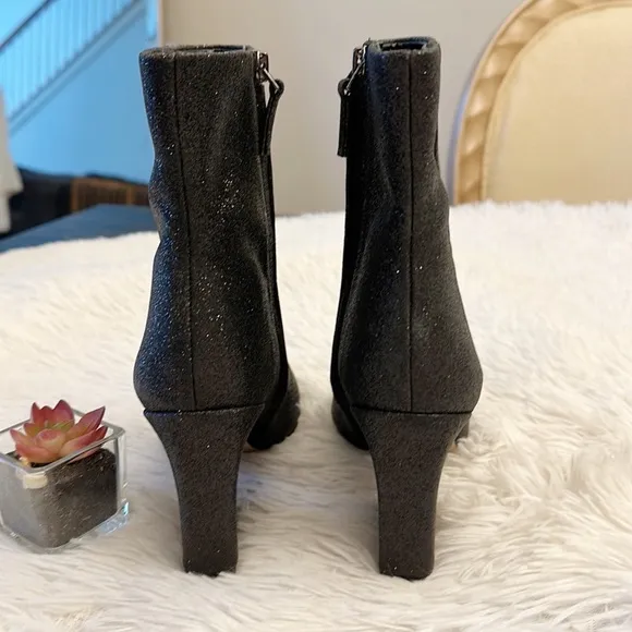 NEW Franco Sarto Vesi Black glitter pointed toe ankle boots party women size 7.5