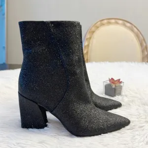 NEW Franco Sarto Vesi Black glitter pointed toe ankle boots party women size 7.5