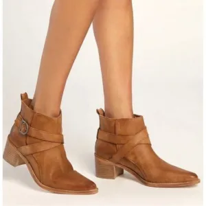 New! Free People Back Loop HeeledAnkle Boot Leather Pointed Toe Bootie Sz 8