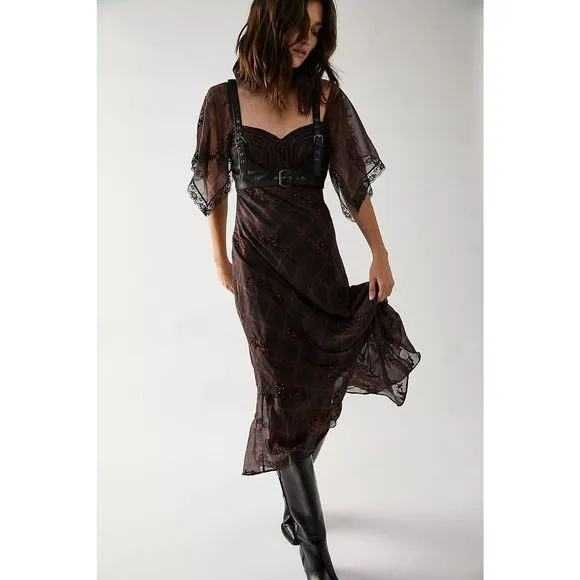 New Free People Fallen Flowers Midi Dress size US4