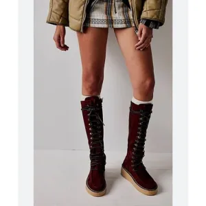 New Free People Ava Tall Lace Up Boots Size 37