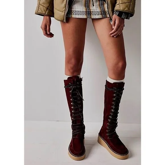 New Free People Ava Tall Lace Up Boots Size 37