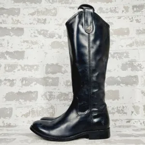 NEW Frye Melissa Button Tall Black Leather Round Toe Riding Boots E818