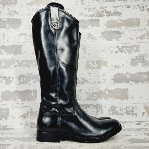 NEW Frye Melissa Button Tall Black Leather Round Toe Riding Boots E818