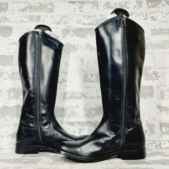 NEW Frye Melissa Button Tall Black Leather Round Toe Riding Boots E818