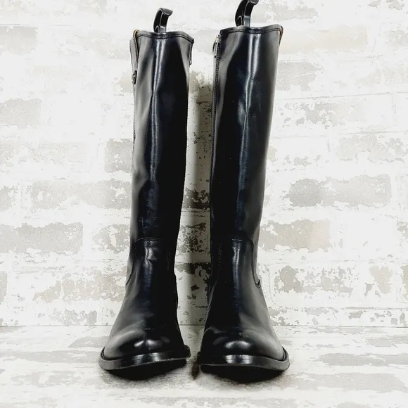 NEW Frye Melissa Button Tall Black Leather Round Toe Riding Boots E818