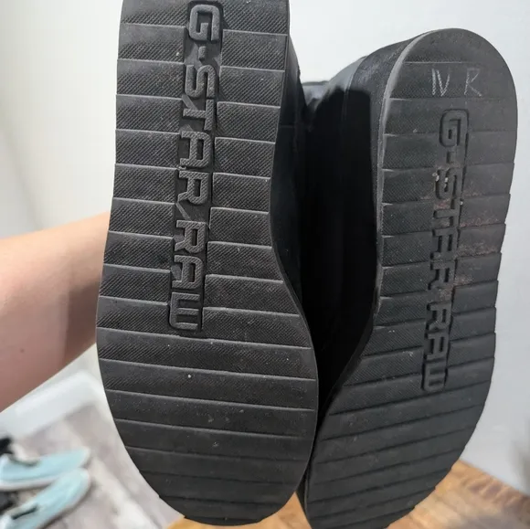 New G-Star Strett Flatform Chelsea Sneakers Women  Black Leather‎ Boot Size 9.5