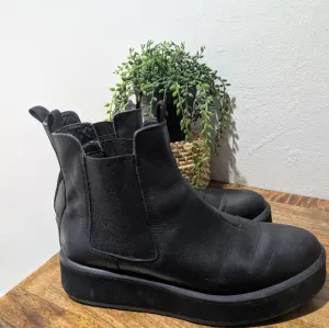 New G-Star Strett Flatform Chelsea Sneakers Women  Black Leather‎ Boot Size 9.5