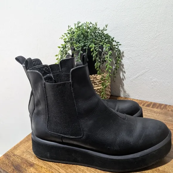 New G-Star Strett Flatform Chelsea Sneakers Women  Black Leather‎ Boot Size 9.5