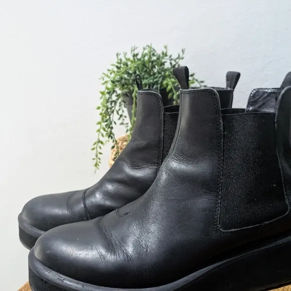 New G-Star Strett Flatform Chelsea Sneakers Women  Black Leather‎ Boot Size 9.5