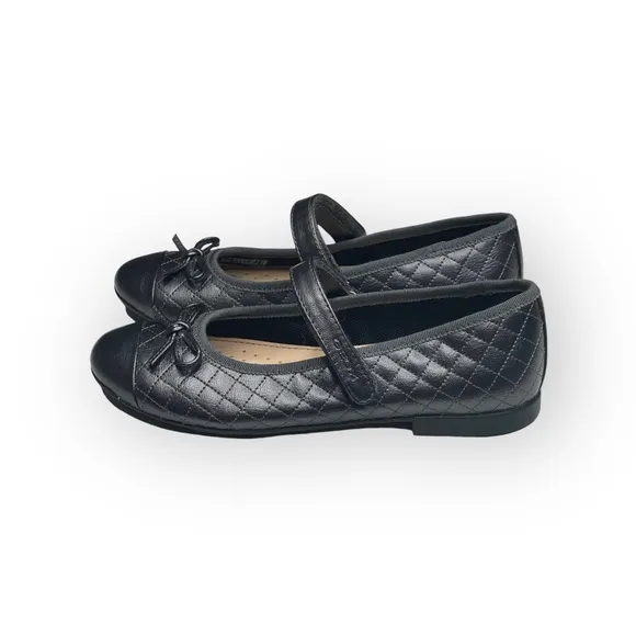 new GEOX 𖣙 Plie Diamond Quilted Mary Jane Ballerina Flat 𖣙 Gunmetal 𖣙 2M 2.5M