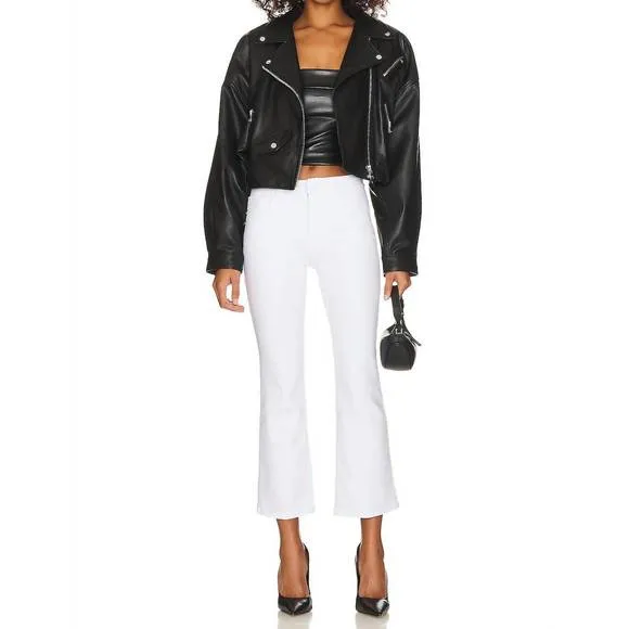 NEW GOOD AMERICAN good legs crop mini boot jean in white001