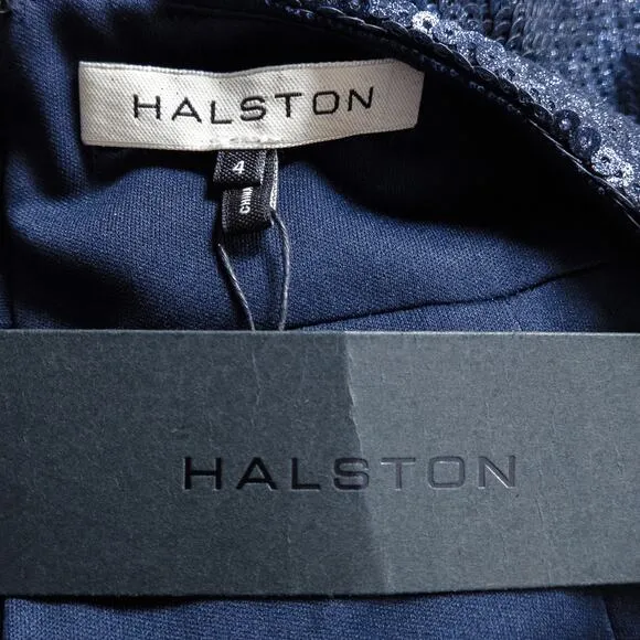 NEW Halston Women’s Sequin Skirt Navy Blue Lined Pencil Back Zip Party Size 4