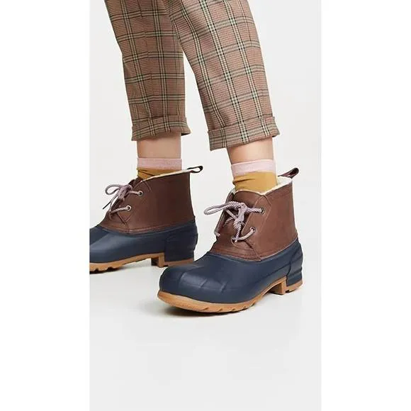 NEW HUNTER women's original short insulated pac boots in burnt sienna/navy