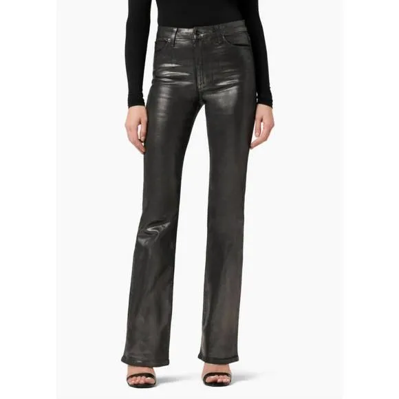 NEW JOE'S JEANS hi honey curvy bootcut coated jeans in gunmetal