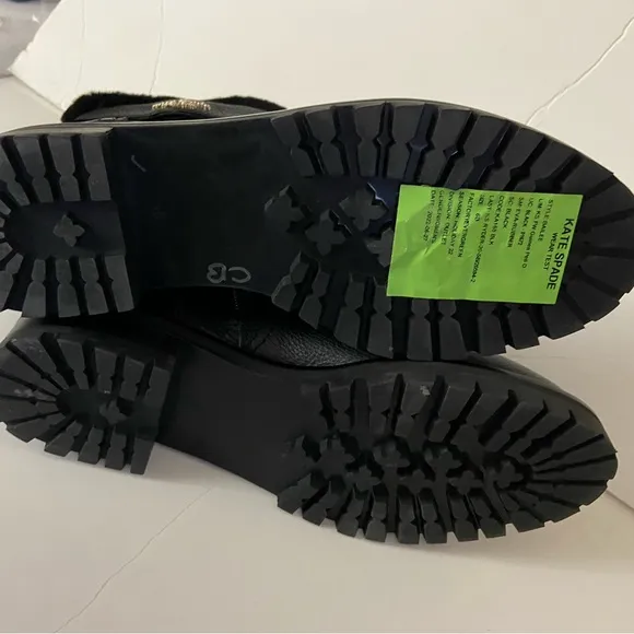 NEW Kate spade Bailee black leather faux fur booties 6