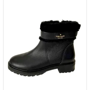 NEW Kate spade Bailee black leather faux fur booties 6