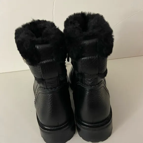NEW Kate spade Bailee black leather faux fur booties 6