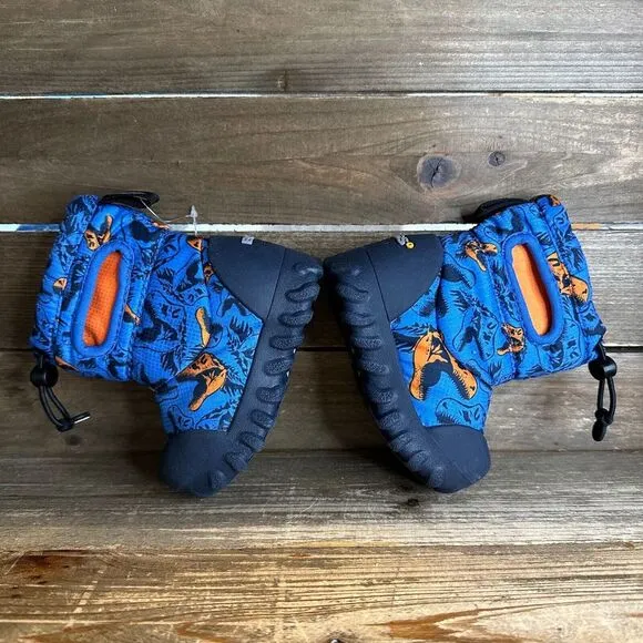New Kids Bogs B Moc Snow Cool‎ Dinos Blue Insulated Waterproof Snow Boots Size 4