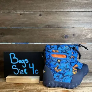 New Kids Bogs B Moc Snow Cool‎ Dinos Blue Insulated Waterproof Snow Boots Size 4